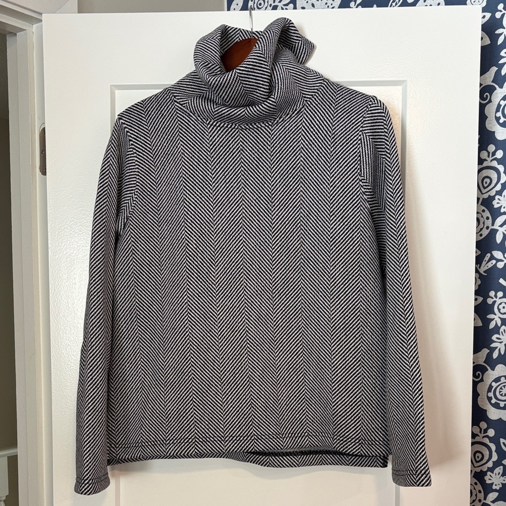 J. Crew Black and White Herringbone Turtleneck Sweater